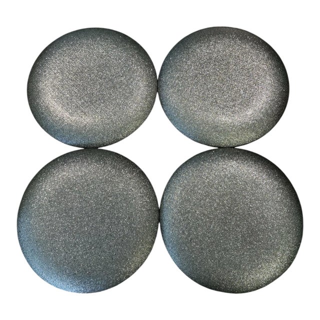 Turkish Late 20th Century Akcam Turkish Metallic Glitter Art Glass Salad Plates, Set of 4 For Sale - Image 3 of 8