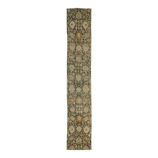 Naby Blue Antique Karabaugh Wool Runner Designed With Floral Pattern For Sale