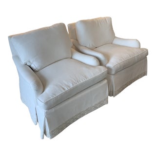 Edward Ferrell Mittman White Lounge Chairs - a Pair For Sale