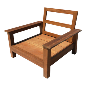 Vintage Teak Outdoor Lounge Chair Frame With Removable Backrest