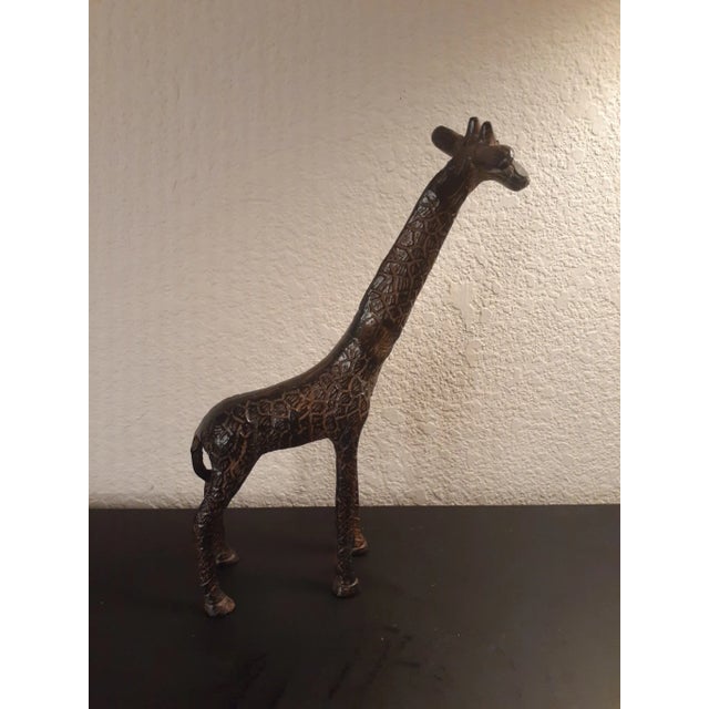 Metal Vintage Hammered Bronze Giraffe Figurine For Sale - Image 7 of 7