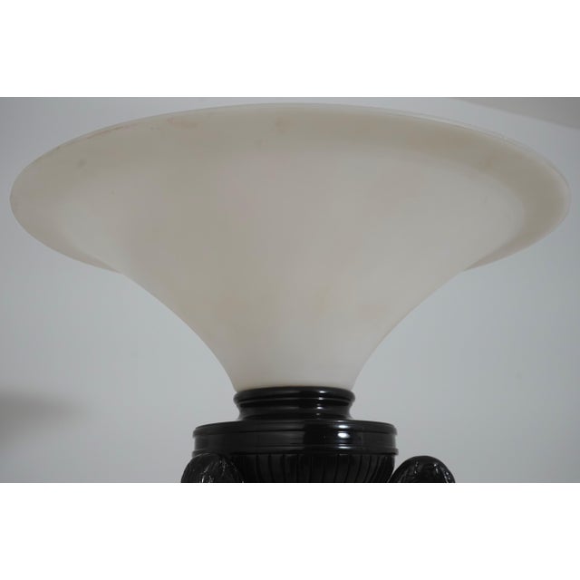 Art Deco Vintage Art Deco Black Lacquer Swan Torichier Floor Lamp For Sale - Image 3 of 10