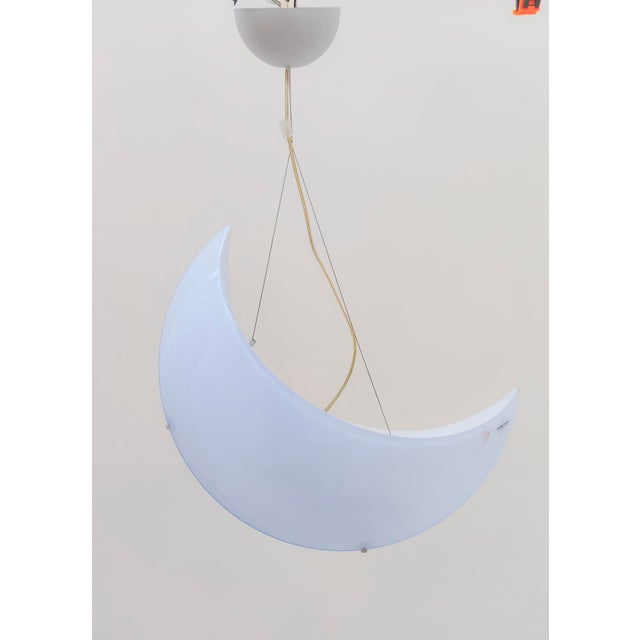 Beautiful and rare pendant lamp moon model, designed by michele de lucchi for av mazzega in 1993 vintage half-moon shaped,...