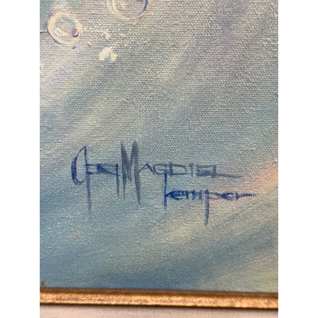 Blue G. Magdiel Kemper Female Acrylic Painting, Framed For Sale - Image 8 of 12