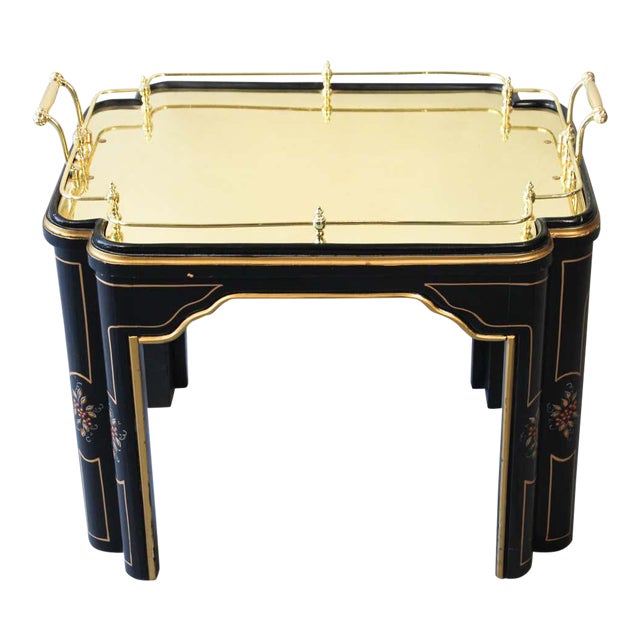 Midcentury Chinoiserie Rectangular Brass Tray Coffee Table Chairish
