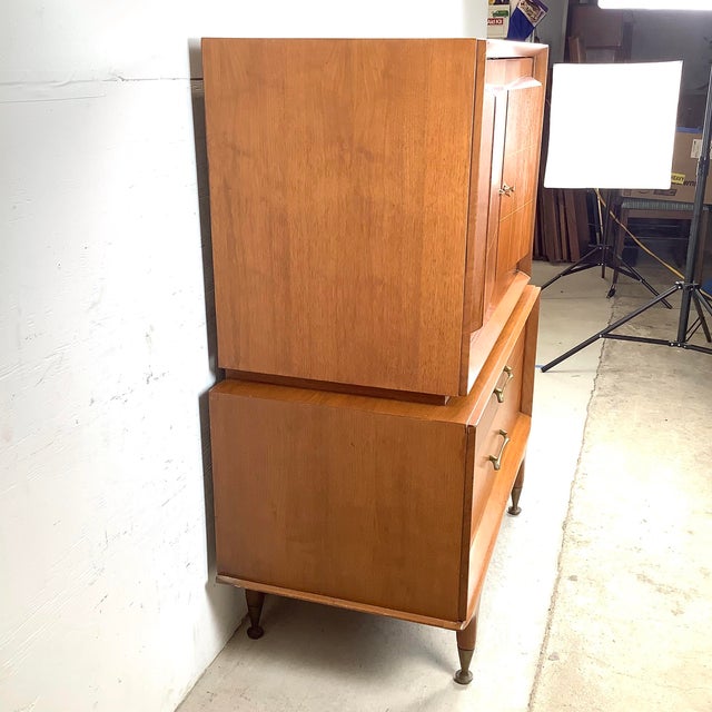 Mid-Century Modern Mid 20th Century Highboy Dresser With Sculptural Front For Sale - Image 3 of 12