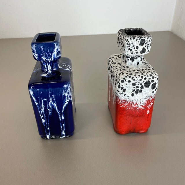 Blue-Red Pottery Fat Lava Glaze WGP Vases from Jopeko, Germany, 1970s, Set of 2 For Sale - Image 11 of 18