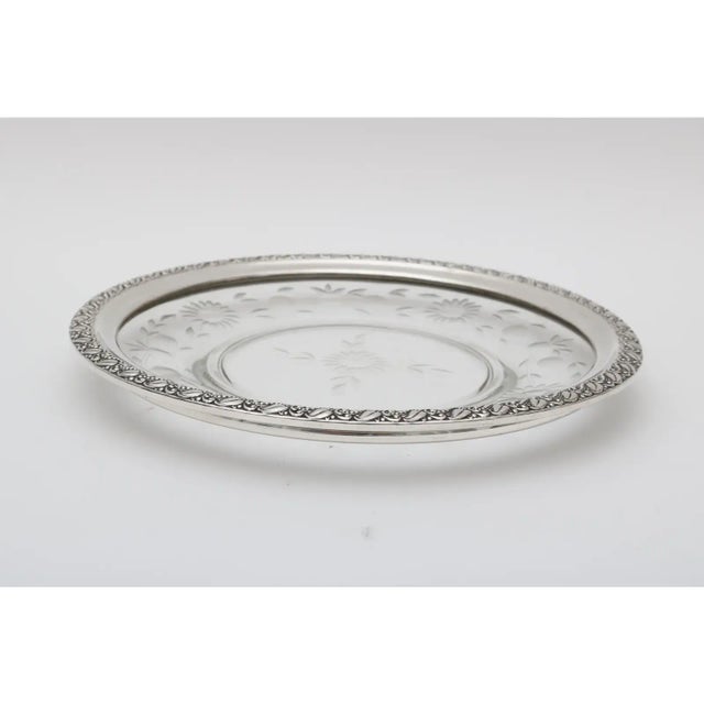 1930s 1930s Serving Dish Sterling Silver and Crystal For Sale - Image 5 of 7
