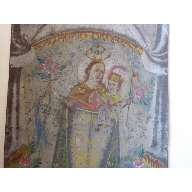 Antique Southwest Primitive Retablo Painting For Sale - Image 4 of 4