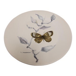 1950s Marcel Guillot Mid-Century Modern French Pottery Dinner Plate 10-Inch No5 Butterfly For Sale