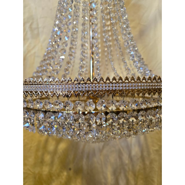 Mid 20th CenturyFrench Neoclassical Crystal Basket Chandelier For Sale In New Orleans - Image 6 of 8
