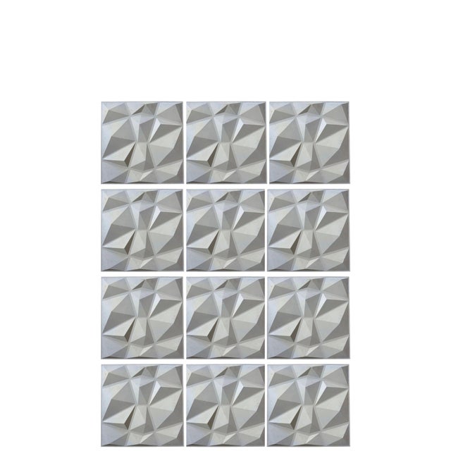 Sculptural Geometric 3d Wall Art Panels, Set of 12 For Sale - Image 4 of 18