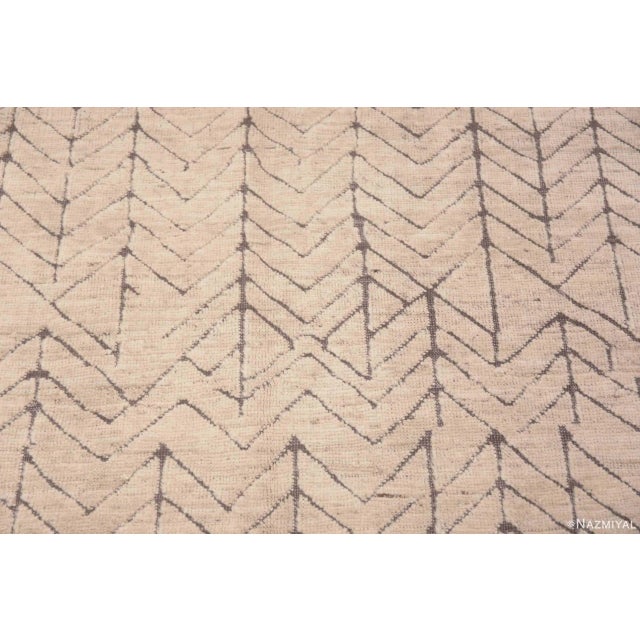 2020s Large Primitive Motif Ivory Modern Area Rug For Sale - Image 5 of 8