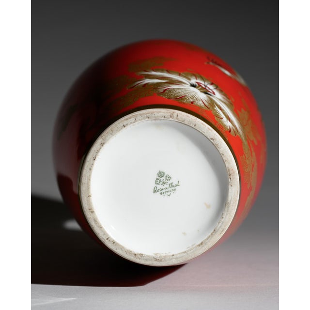 Chinoiserie Porcelain Floor Vase with Crane from Rosenthal, Germany, 1938 For Sale - Image 10 of 11