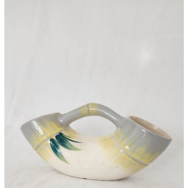 Mid-Century Vintage Weil Ware Malay Bambu Grey Double Open Vase With Handle For Sale - Image 11 of 12