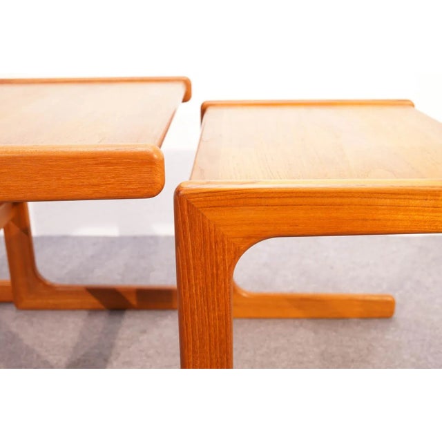 Brown Mid-Century Modern Scandinavian Teak Nesting Tables, Set of 3 For Sale - Image 8 of 11