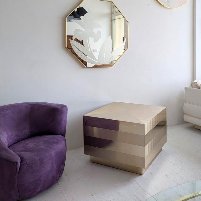 1980s Large Vintage Gold Cube Coffee Table, 1980s For Sale - Image 5 of 13