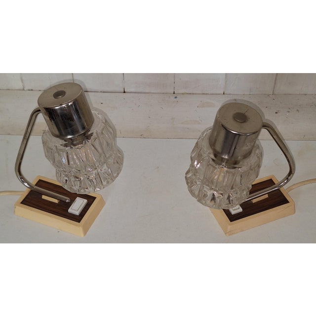 Vintage Bedside Lamps with Brown-Beige Plastic Frame from Hustadt-Leuchten, 1970s, Set of 2 For Sale - Image 3 of 8