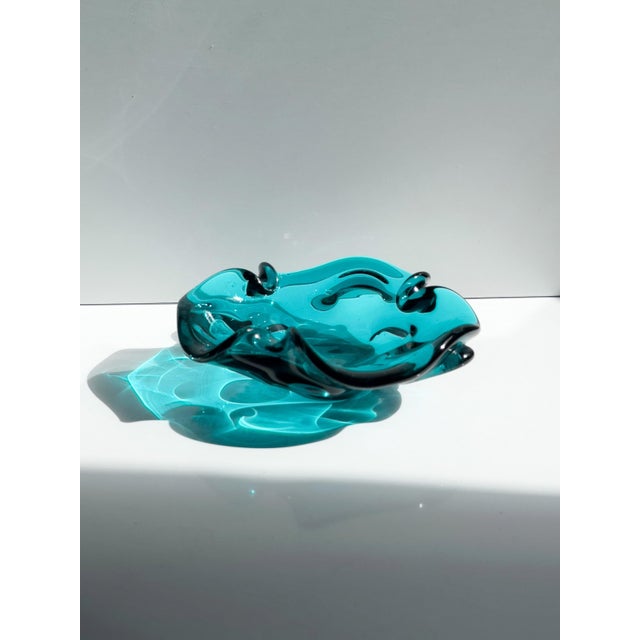 Mid-Century Modern Murano Ashtray in Teal, 1960s For Sale - Image 6 of 6
