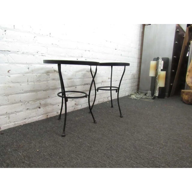 Mid-Century Modern Vintage Black Metal Side Tables - a Pair For Sale - Image 3 of 5