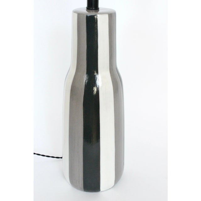 Tall Design-Technics Black, White & Gray Pottery Table Lamp, 1950's For Sale - Image 11 of 13