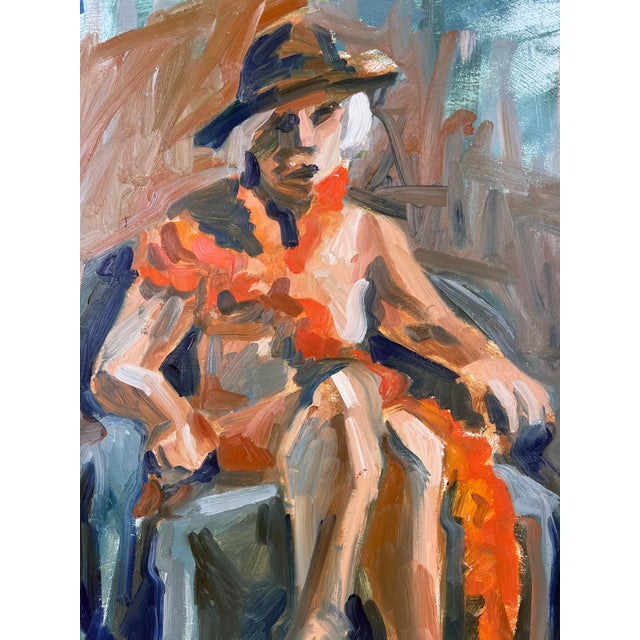 Seated Nude Woman Bay Area Figurative School Abstract Expressionist Seated Woman, a abstract portrait by Santa Cruz and...