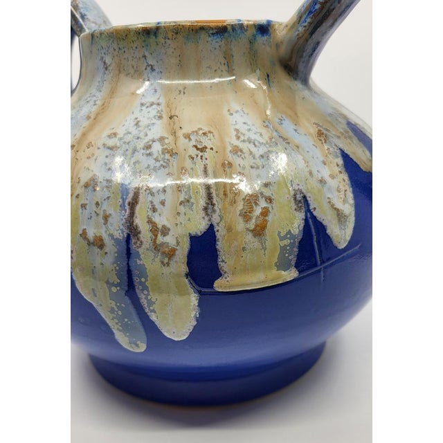 Art Deco French Alphonse Mouton Vases Called Alpho in Blue Ceramic, 1930s, Set of 2 For Sale - Image 12 of 18