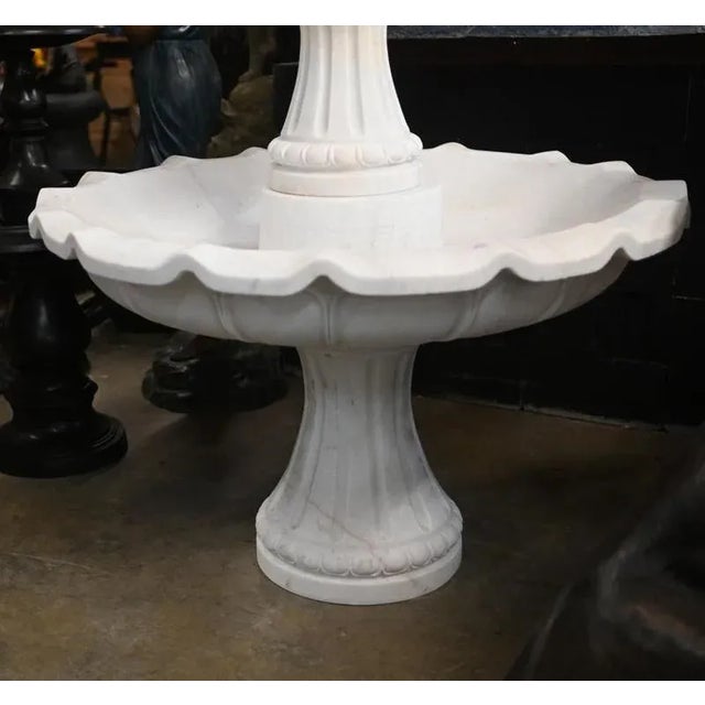Gorgeous Italian marble garden fountain Features three tiers, from which the water would cascade down Good size at 6.5...