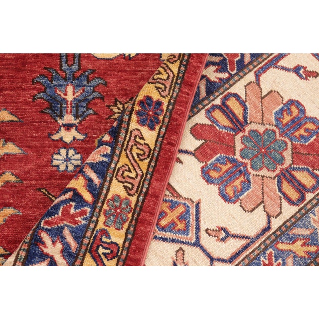 Red Boho Chic Super Kazak Red/Beige Wool Rug - 10'1'' X 14'0'' For Sale - Image 8 of 10
