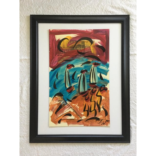 Large Abstract Sailboat Painting, Peter Keil, 1980s For Sale - Image 6 of 6