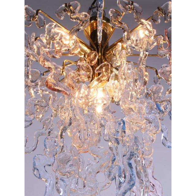 Metal Murano Glass Flush Mount in Glass and Brass from Kalmar, 1960s For Sale - Image 7 of 16