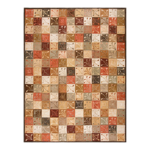 2000s Multicolor Ground Color Contemporary Cotton Hooked Rug 6' X 9' Woven Carpet