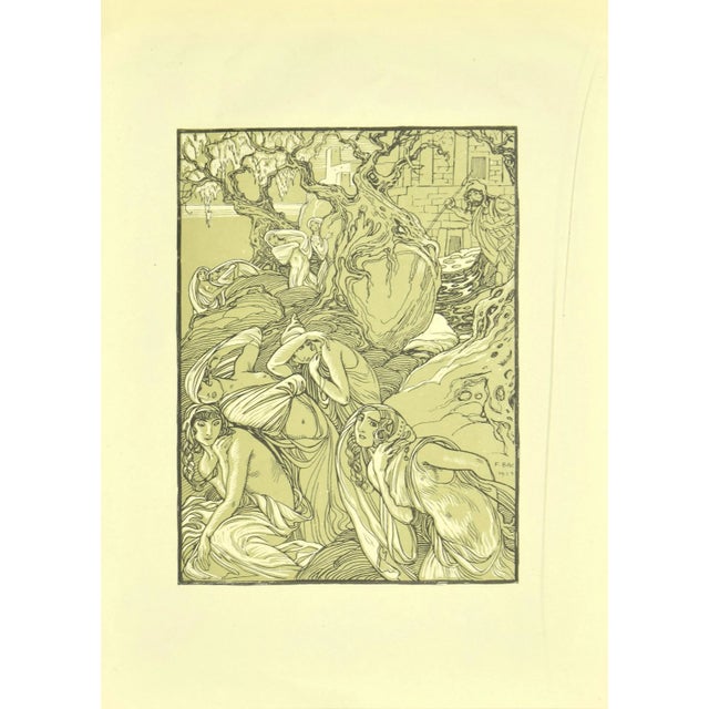 The Escape of the Women is an original modern artwork realized by Ferdinand Bac (1859 - 1952) in 1922. Original Lithograph...