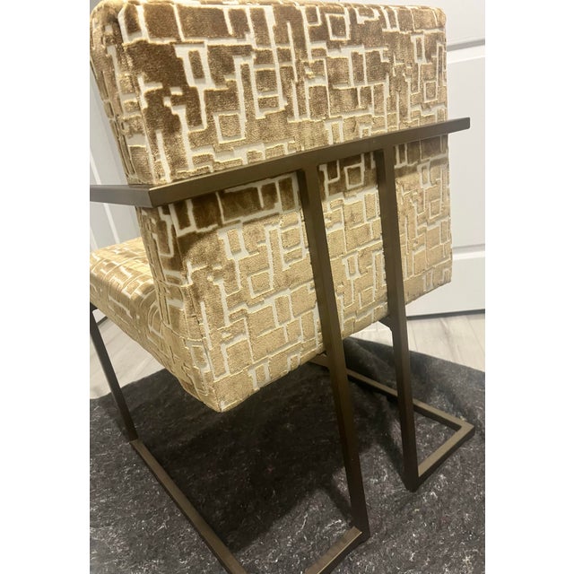 Metal Miles Talbott Accent Chairs in Gold /Linen -Set For Sale - Image 7 of 12