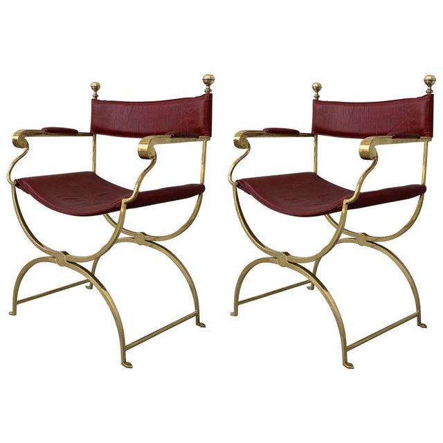 1960s Italian Hollywood Regency Chrome and Leather Savonarola Director's Chairs For Sale - Image 13 of 13