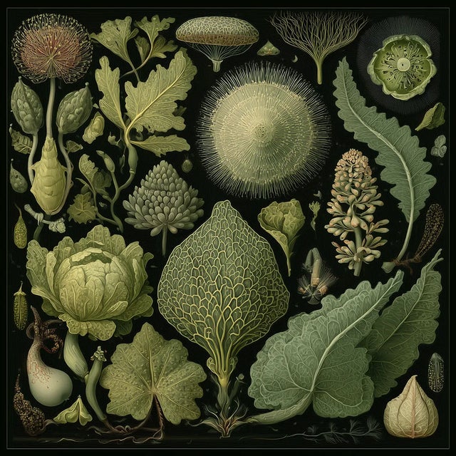 Set of 15 - 90' X 54' Evergreen Organic Modern Gallery Wall Installation Botanical Prints - Dark Green, Unframed For Sale - Image 14 of 17