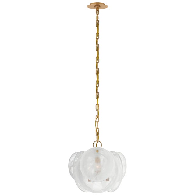 AERIN for Visual Comfort Signature Loire Petite Chandelier in Gild with White Strie Glass For Sale