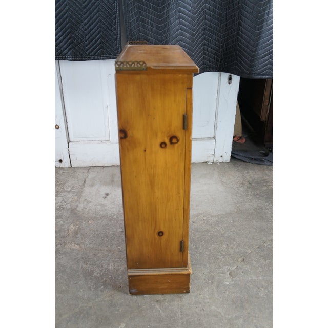 Brown Vintage French Country Farmhouse Pine Chicken Wire Bookcase Curio Cabinet 33" For Sale - Image 8 of 12