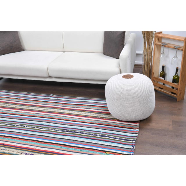 1970s Vintage Turkish Oushak Handmade Wool Cotton Pink Kilim Area Rug For Sale - Image 5 of 11