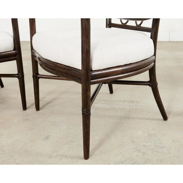 Set of Four Barbara Barry Rattan Script Dining Chairs For Sale - Image 13 of 18