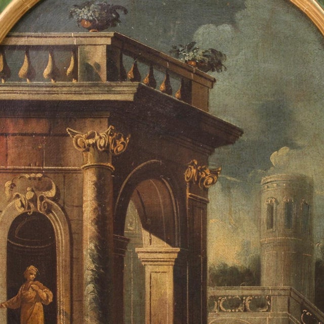 Italian Artist, View with Architectures and Characters, 1760, Oil on Canvas, Framed For Sale - Image 6 of 15