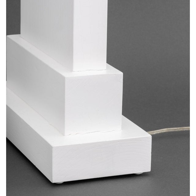 Late 20th Century Minimalist White Painted Wood Table Lamps, Pair For Sale - Image 5 of 8