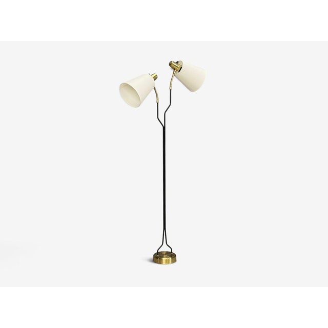 1950s Eskilstuna Elektrofabrik, Floor Lamp, Laqcuered Metal, Brass For Sale - Image 4 of 10