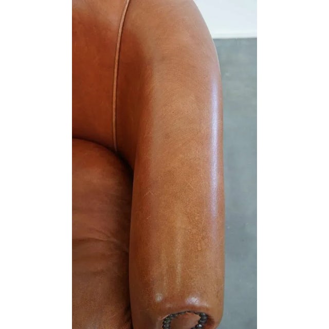 Brown English Style Light Cognac Cowhide Club Chair For Sale - Image 8 of 15