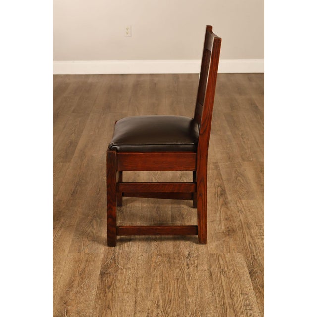 L&JG Stickley Antique Set Of Six U-Back Oak Dining Chairs Model #820 For Sale - Image 17 of 18