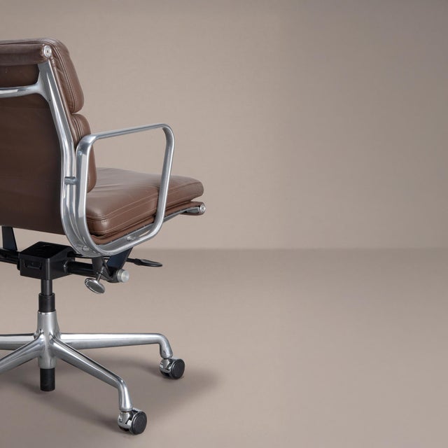 2010s Eames Soft Pad Management Chair by Herman Miller in Chocolate Brown Leather & Polished Aluminum For Sale - Image 5 of 11
