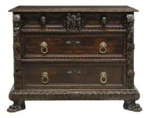 19th C. Antique Italian Renaissance Revival, Figural, Drawers, Carved Commode!!