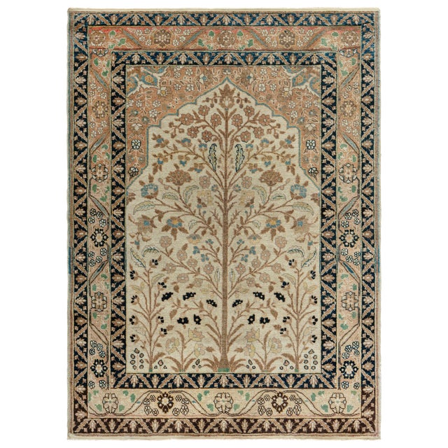 Doris Leslie Blau Tabriz Antique Allover Soft Beige Carpet - c. 1930 For Sale