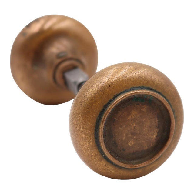 Mid 20th Century Pair of Reclaimed Concentric Brass Passage Door Knobs For Sale