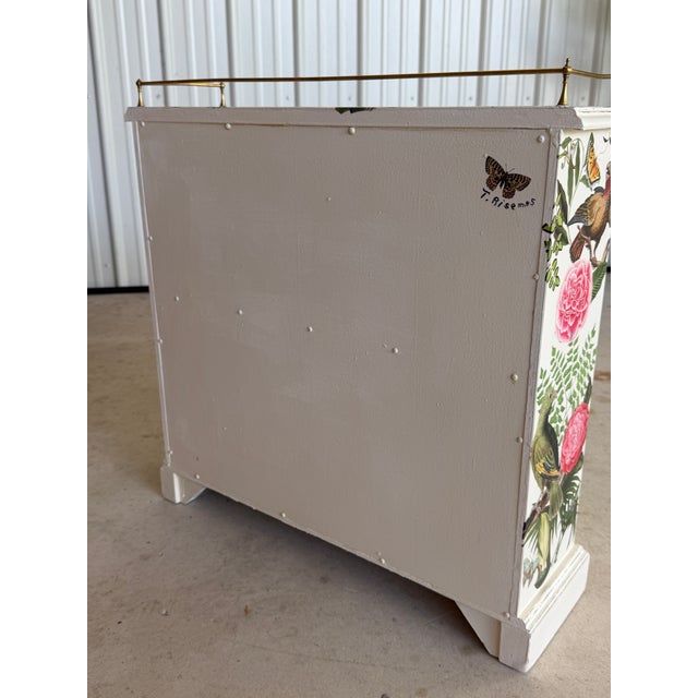 Vintage Hollywood Regency Tropical Decoupage Demi Lune Cabinet For Sale - Image 11 of 12